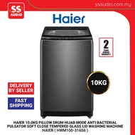 【DELIVERY BY SELLER 】HAIER HWM100-316S6  10.0KG PILLOW DRUM HIJAB MODE ANTI BACTERIAL PULSATOR WASHI