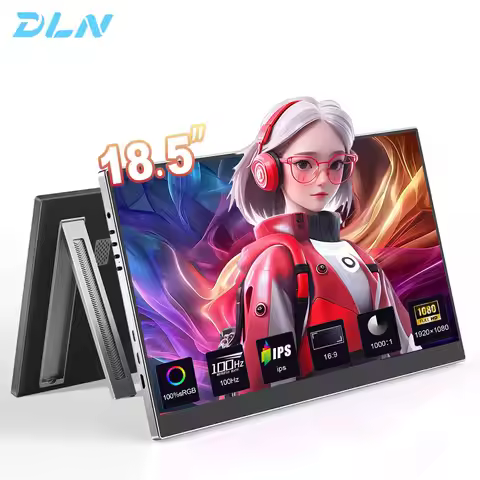 DLN Portable Monitor 18.5 inch 1080P 100Hz with VESA Hole and New Back Bracket Laptop Extended Displ