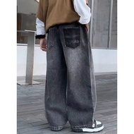 Black AB and blue AG down jeans for boys, comfortable elastic waistband pants