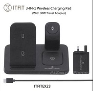 Samsung C&amp;T ITFIT 3-IN-1 Wireless Charging Pad, ITFITEX23, 三星三合一無線充電板 (With 30W Travel Adapter)，Compatible with Galaxy Phone, Buds, Watch，100% Brand new!