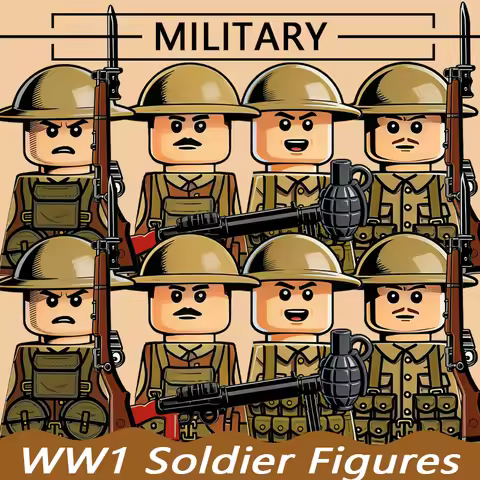 Military Series Soldier Figures Building Blocks WW1 German Prussian British Warrior Officer Trench G