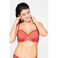 Unlined Espr1t bra, cool elastic, red with big size 34/75D pattern