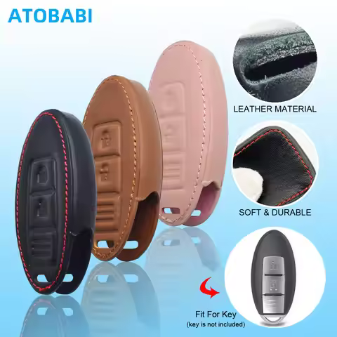 Leather Car Key Case For Nissan 350Z Almera Altima Armada Qashqai Cefiro Cube Juke Livina Remote Fob