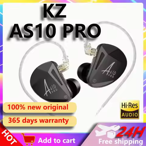 KZ AS10 PRO 5BA IEMs HiFi Wired In-Ear Earphones Stereo Bass Monitor Earbuds Headphone with Silver-p