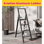 Aviation Step Ladder - 3/4/5 Steps / Slim Aluminium Ladder / Foldable / Space Savings / Large Board 