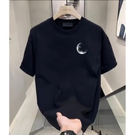 ((Ready Stock) Moon Print Men's Short-Sleeved T-Shirt Summer Loose Casual Top 400gsm t shirt