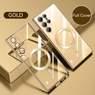 Topewon Luxury Plating Shockproof For Samsung S25 S24 S23 S22 Ultra S21 Plus Transparent Lens Glass 