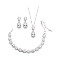 UDYLGOON Cubic Zirconia Crystal Bridal Jewelry Set for Bride Bridesmaid Wedding Prom Teardrop Neckla