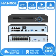 Hamrol 4k 8MP Ultra HD POE NVR 8CH 4CH Video Recorde For 48V IP Camera CCTV System P2P Network Security Surveillance Camera