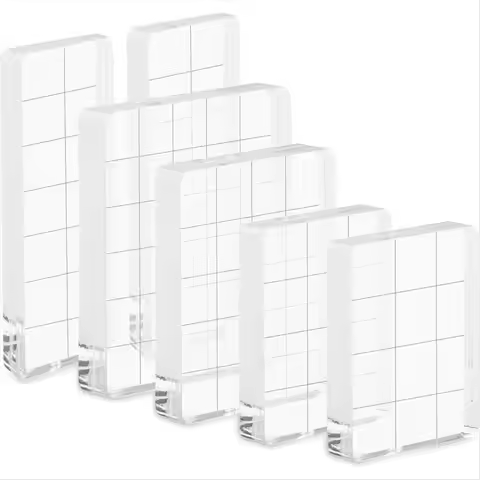 *CLOS 6PCS Acrylic Stamp Block, 4 Size Clear Stamp Blocks Decorative Stamps Block Stamp Block Decora