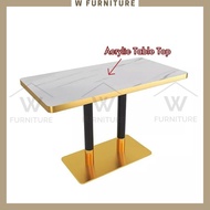 WFURNITURE Cafe Table Acrylic Restaurant Dining Table Luxury Set Cafe Gold Table Coffee Table Meja M