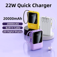 3In1 22W Quick Charger Mini Powerbank 20000mAh Portable Power Bank Built In Cable With For phone 11/12/13/14/15