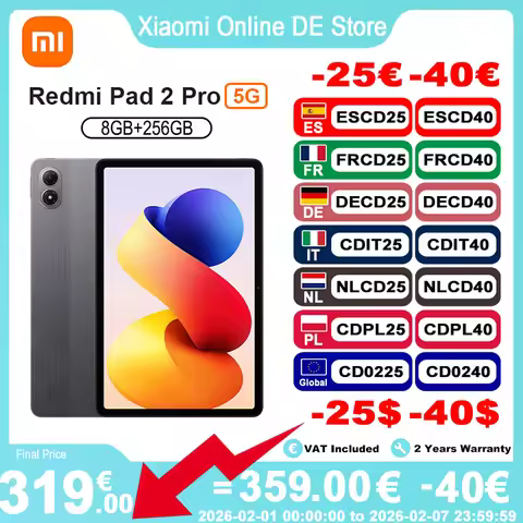 Xiaomi Redmi Pad 2 Pro 5G Global Version Tablet 8GB 256GB Advanced 4NM Processor With 5G + eSIM 12.1