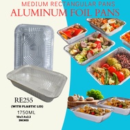 10/20/30PCS RE255 1750ml Aluminum Tray With Plastic Lid 10x7.4x2.3 Inches Loaf Pan Foil Pans
