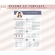 1x Editable Canva Template Resume CV Modern Minimalist