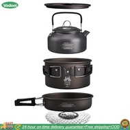 【24 hours Flash Delivery】3PCS/SET CAMPING COONWARES SET กับ Kettle Cettle Cookware Cookware ชุดหม้อห