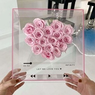 High-End diy Gift Meaningful Preserved Flower Gift Box Acrylic Heart-Shaped Flower Box for Girlfrien