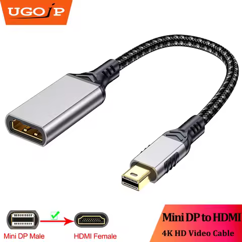 UGOjP Mini DisplayPort to HDMI Adapter Cable 4K Mini DP to HDMI Female Cable Thunderbolt 2 to HDMI C