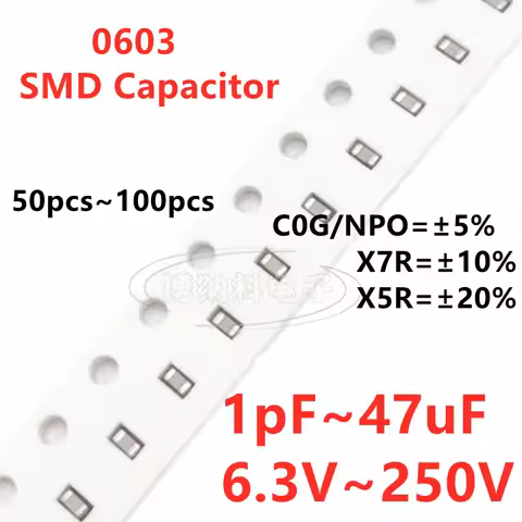 0603 SMD Capacitor 1PF2.2PF3.3PF4.7PF6.8PF10PF220PF330PF470PF680PF1NF22NF47NF10NF100NF0.1UF1UF2.2UF4
