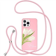 Graceful Tulip Phone Case with Strap for iPhone 17 Air 16 E 15 14 13 12 11 Pro Max XR 7 8  Shockproo
