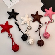 Texture Faux Leather Star Bag Pendant Keychain Car Keychain Schoolbag Decoration Stacking Chain Gift