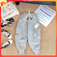 Boys' fleece pants lined with velvet for 4_9 years old with BRA letter box, thick material, fashiona