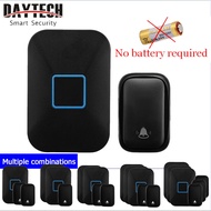 Daytech Wireless Doorbell No Need Battery Door Bell SelfPowered Waterproof US Plug 150M Range 60 Rin