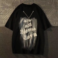 COD [200g Pure Cotton Back Collar Dropped Shoulder] Chain Loose Printed Short Sleeve Men's T-Shirt W