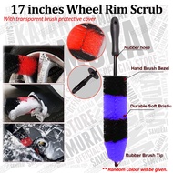 17 inches Wheel Rim Scrub Tire Brush Tyre Brush Exhaust Cleaning Car Wash DIY Motorcycle Bike Berus 
