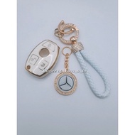 Mercedes Benz Maybach S580 A-B-C-M-Class-E-GLB-GLE-R-SL GLC200 Car Key Protective Cover - gold rim