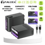 PALO NP-F980 NP-F990 Type-C USB Rechargeable Li-ion Battery(89*71*39)MM 7.2V 11800mAh