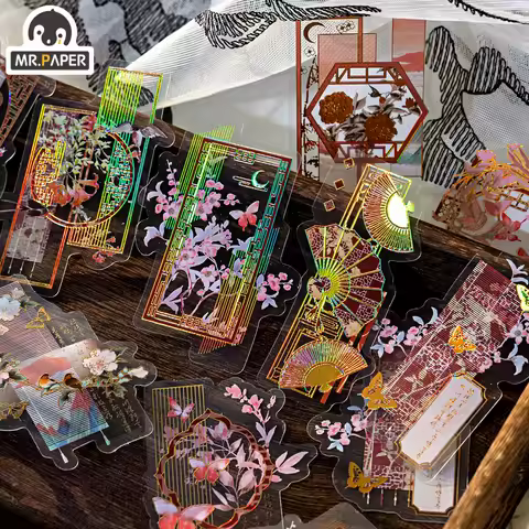 Mr. Paper Chinese Style Element Stickers Three-dimensional Gilded Door Window Fans DIY Handbook Back