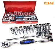 MYDIYHOMEDEPOT - 24pcs 1/2" Dr Deep Socket Wrench Long Socket Ratchet Box Socket Set - 6 point Socke