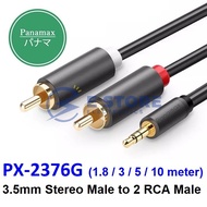 Panamax PX-2376G 3.5mm Stereo Plug to 2 RCA Plug Cable - 1.8 / 3 / 5 / 10 meter
