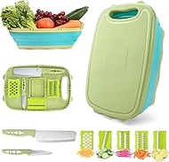HI NINGER 9-in-1 Multifunctional Camping Chopping Board - Foldable Kitchen Aid with 5 Vegetable Cutt