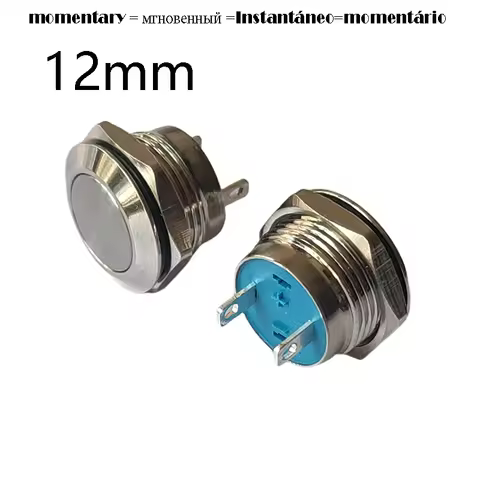 12mm 2Pin Super Short Metal Button Switch 12V Snap 50mA No Light No Locking Momentary Auto Reset Cli