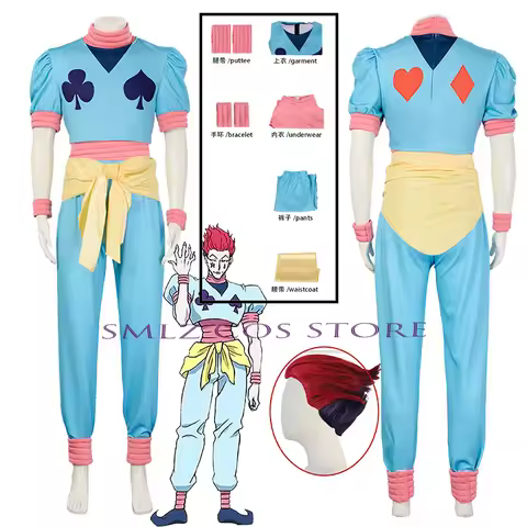 Hisoka Cosplay Anime Playing Cards Costume Hisoka Wig Uniform Set Halloween Party Role Play Outfit f