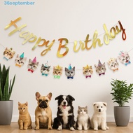 SEPTEMBER Pet Theme Banner, Cartoon Pattern Cute Animal Happy Birthday Banner, Creative Paper DIY De