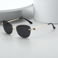 Women Butterfly Uv400 Rimless Tinted Lens Heart Temple Fashion Sunglasses
