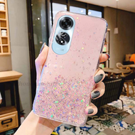 เคสสำหรับ2024 OPPO A60 4G OppoA60 4G ฟอยล์สีเงินดาว60เคสกันกระแทกมือถือแวววาวอีพ็อกซี่แวววาว TPU นุ่