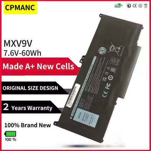 CPMANC 7.6V 60WH MXV9V Battery For DELL Latitude 7300 7400 5300 5310 5300 5310 2-in-1 Series 5VC2M 0