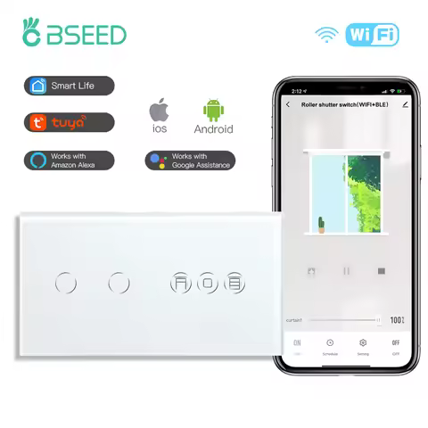 Bseed Wifi Shutter Switch Smart Touch Roller Blind Switch Smart 1/2/3Gang 1/2/3 way Touch Light Swit