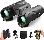 C-eagleeye Binoculars 12x32,Ipx7 Professional Waterproof &amp; Fog Proof, Includes Bags,Strap,Phone Adapter with BAK4 Lens Lightweight High Powered Lens for Hunting, Bird Watching for Adult &amp; Kids,Black