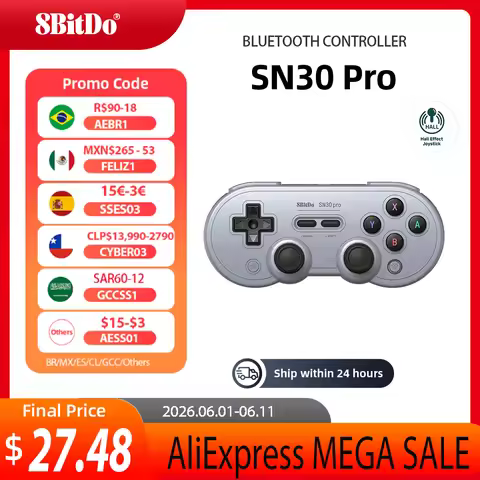 Original 8BitDo -SN30 Pro New Hall Wireless Bluetooth Gamepad with Hall Effect for Switch, PC, Steam