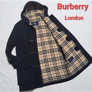 男XL／二手／原價8萬多／Burberry London ／英國製／頂級麥爾頓羊毛大衣+牛角扣