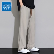 กางเกงลำลองผู้ชาย GQ Jeanswest Quick Dry กางเกงขายาวทรงตรงหลวมสบายๆ ขากระบอกเล็กเข้ารูป ฤดูใบไม้ร่วง