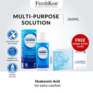 FreshKon® Clear Multi PURPOSE Solution 360ml (Free Lens Case) 1 Bottle - FREE Softlens Urara Story C
