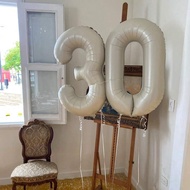 32/40inch Cream Number Foil Balloon Giant Beige 0-9 Digital 2th Birthday Helium Balloon for Wedding 