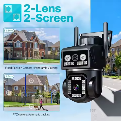 8MP Wirelees PTZ Camera 8MP Outdoor Dual Lens WIFI Camera AI Tracking Security Protection CCTV Surve