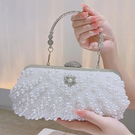 GFS store White pearl bag handmade beaded bag evening handbag temperament clutch bag dress bridesmai